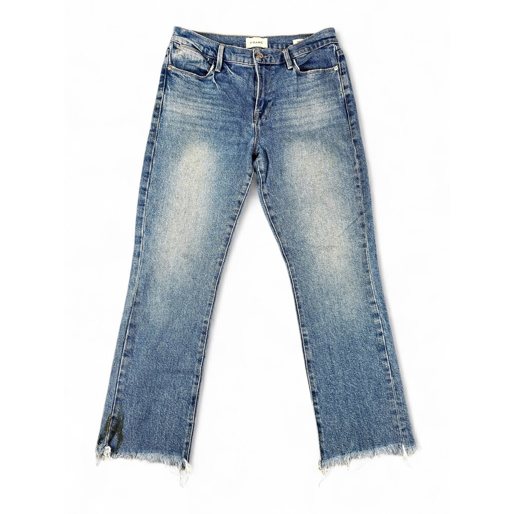 FRAME Straight Leg Jeans 29 Raw Hem Light Wash - Picture 1 of 13